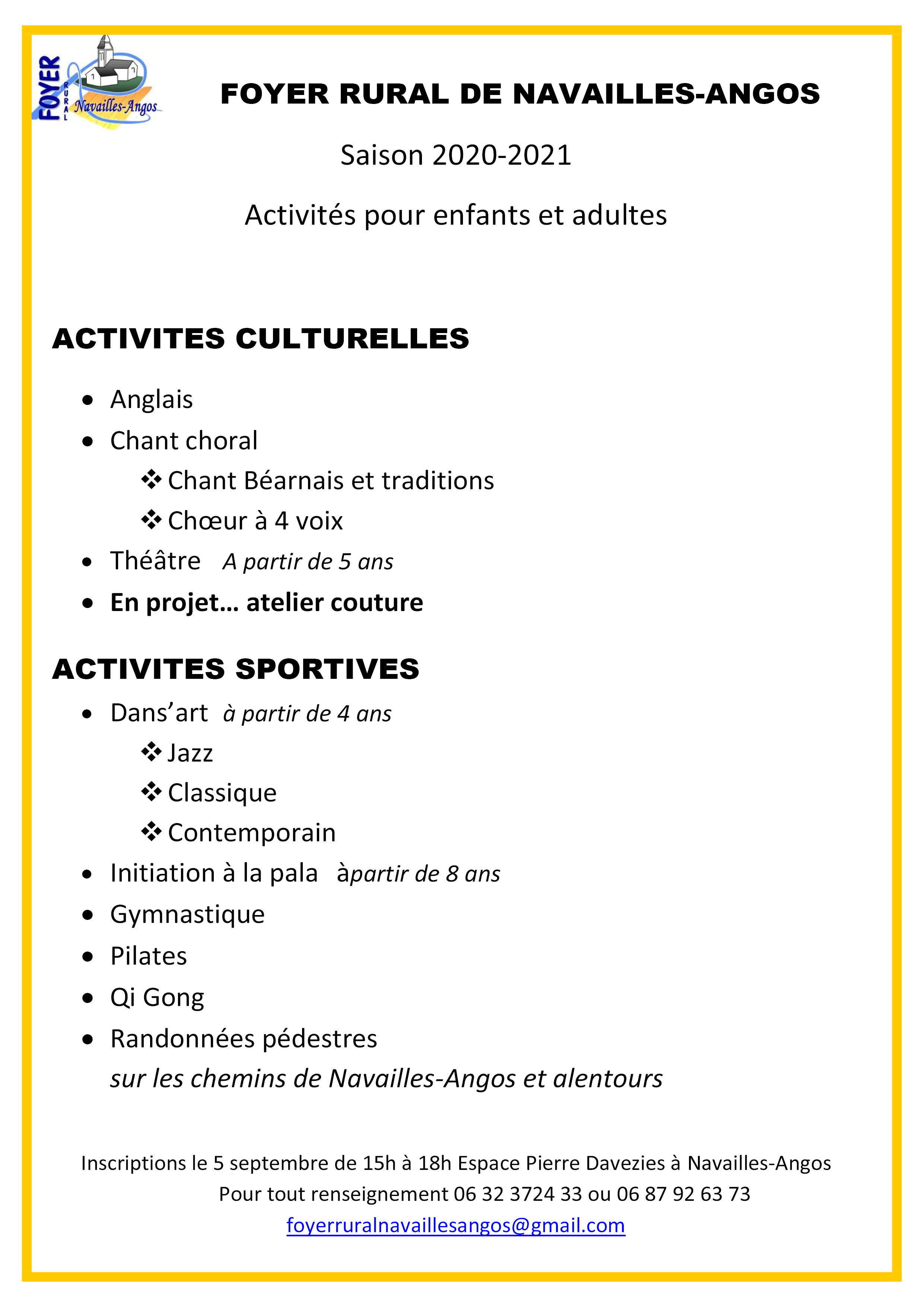 Affiche Foyer Rural Activits 2020 2021