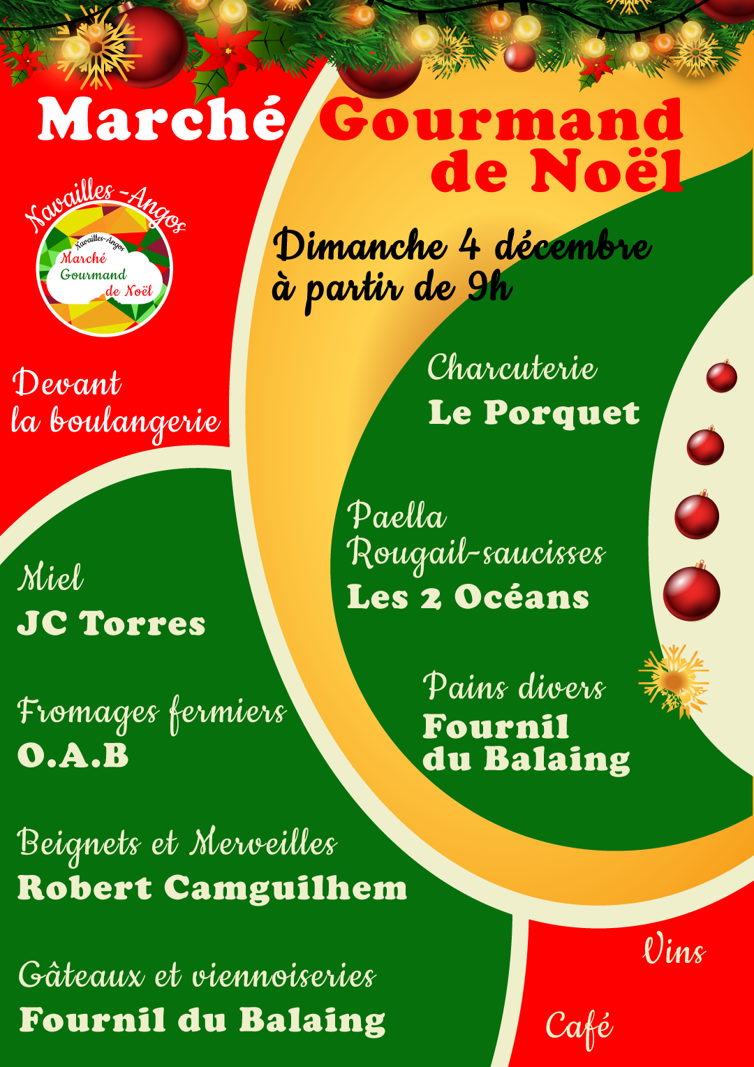 affiche marche gourmand couleurs noel a0 sans effet